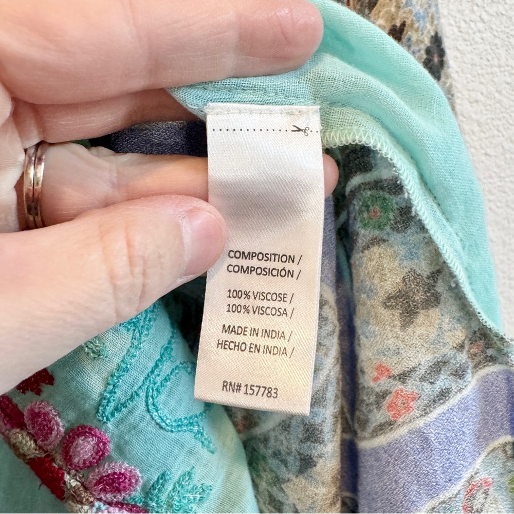 Boho Embroidered Patchwork Button Front Tunic Shi… - image 7